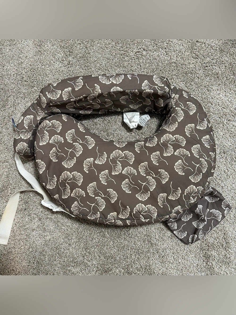 My Brest Friend Nursing Breastfeeding Pillow Gray Grey Ginkgo Leaf Adjustable